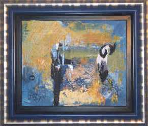 "Rencontre dans un jardin anglais" T.mixte peinture Elisabeth Bernard Peintre Lille Baie de Somme 