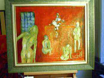 "Hommes verts" peinture Elisabeth Bernard Peintre Lille Baie de Somme 